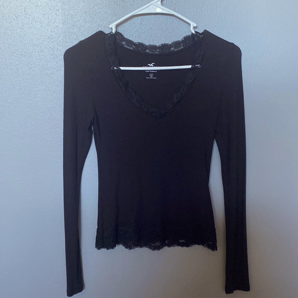 Black low cut lacy shirt